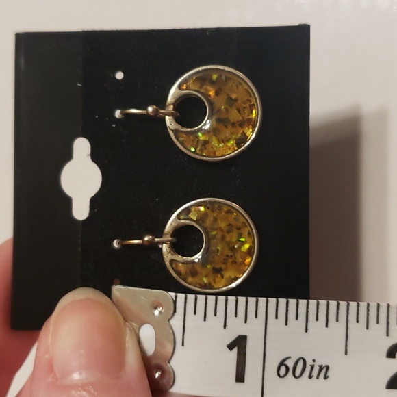 51. Gold and Brown Drop Earrings - Picture 2 of 5